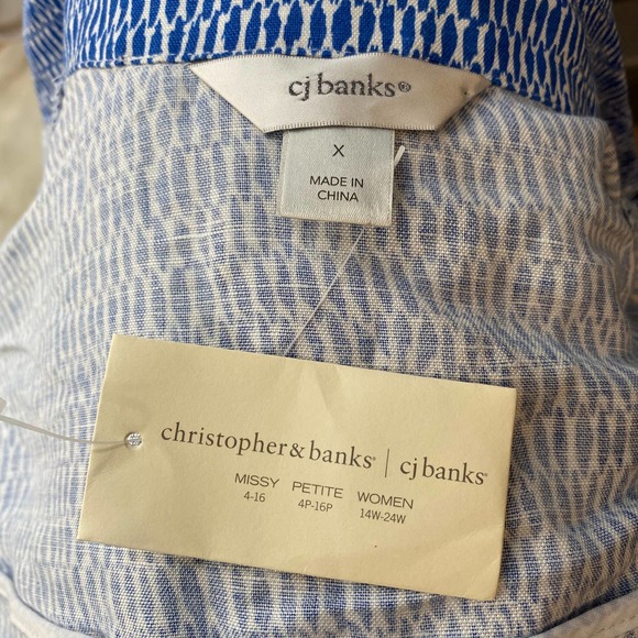 Christopher & Banks Crew Neck Long Sleeve Large Button Shirt Sz 14W-24W - Picture 6 of 7